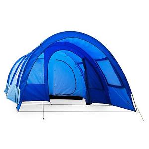 Tente de camping 4 personnes 305x205x475cm hall d'entrée montage facile bleue