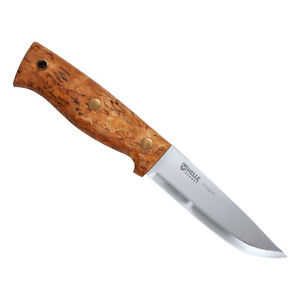 Couteau inox HELLE Temagami, lame 4,3 pouces, manche en bouleau madré