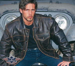S-XXL Brando Motard Veste De Moto En Cuir Western veste Rayures Et Étoiles