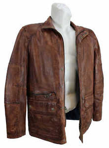 David Moore Veste Homme En Cuir longue Nappa D'agneau châtaigne NEUF 9022