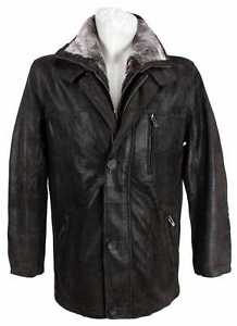 David Moore Veste Homme En Cuir Veste longue cuir véritable brun foncé 9013