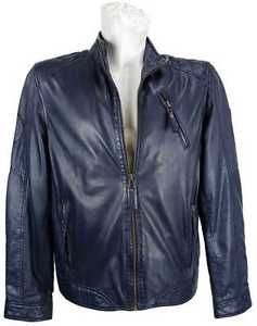 Camel active Homme Veste Cuir Agneau Véritable bleu neuf 9007