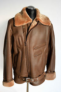 HOMME NEUF ORIGINAL VESTE CUIR PEAU MOUTON - PILOT/AVIATEUR - marron ou noir