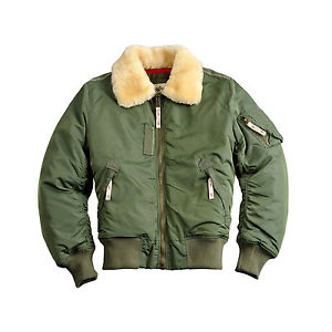 ALPHA INDUSTRIES INJECTEUR III VESTE D'AVIATEUR SAGE VERT FOURRÉ