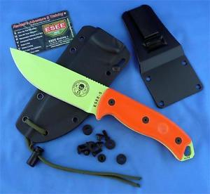 ES5PVG ESEE Model 5 Tactical 1095 Carbon Blade Venom Green Orange G-10 Made USA