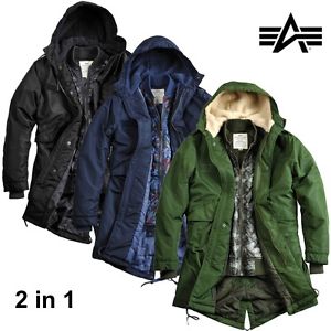 Alpha Industries Veste Homme Fishtail TT 2 en 1 Des Parka Bomber NEUF