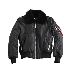 ALPHA INDUSTRIES INJECTEUR III VESTE D'AVIATEUR NOIR FOURRÉ