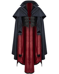 Punk Rave Hommes Cape Manteau Bleu Steampunk Gothique Noir Aristocrat Vampire