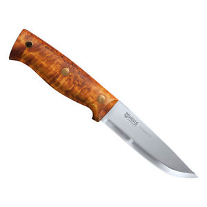 Couteau acier carbone HELLE Temagami, lame 4,3 pouces, manche en bouleau madré