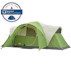 Tent Montana 8-Person Polyester Hinged Door Rain Sun Protection Camping Hiking