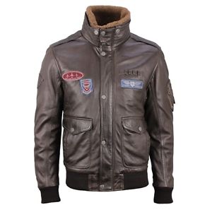 Gipsy Veste en cuir d'aviateur de pilote marron Croisière W16 Lakev W d.marron