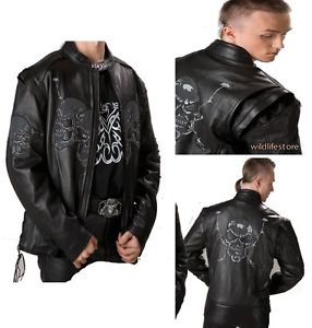 M-7XL Motard Veste en Cuir De Moto Tête mort Motif haute qualité