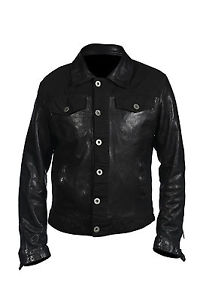 Hampton Rétro Hommes Camionneur Coton Style Denim Occidental Slim Fit Noir Napa