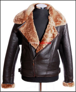 Shearling Aviateur Bruns Homme Crosszip Gingembre Cuir Peau Mouton WW2