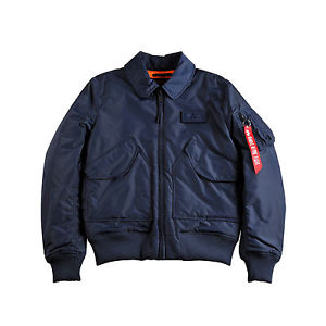 ALPHA INDUSTRIES CWU VF TT REP. BLEU TAILLE XL BOMBER VESTE D'AVIATEUR