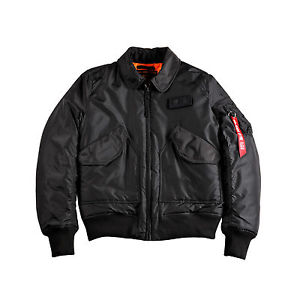 ALPHA INDUSTRIES CWU VF TT NOIR TAILLE XL BOMBER VESTE D'AVIATEUR