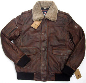 Redpoint Lizzard Veste en cuir Blouson Style pilote Col de fourrure marron 50-60