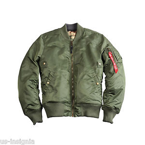 ALPHA INDUSTRIES MA-1 VF REV II SAGE VERT XL CAMOUFLAGE VESTE RÉVERSIBLE BOMBER