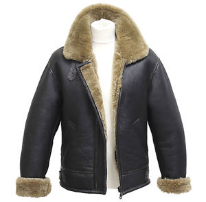 Homme Aviateur B3 Gingembre Peau De Mouton Véritable Bomber En Cuir Veste De Vol