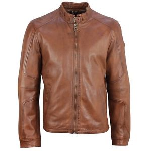 Gipsy Veste En Cuir veste en cuir cognac marron Biker Look Clip NSLV d. cognac