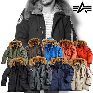 Alpha Industries Veste Homme Polar D'hiver Parka Fourrure Des NEUF