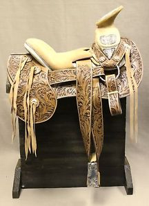 15" Hand Tooled Charro Saddle Western Saddle Montura Silla Charra Cincelada