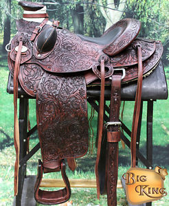 W74MA-F HILASON BIG KING SERIES WESTERN WADE RANCH ROPING COWBOY TRAIL SADDLE 16