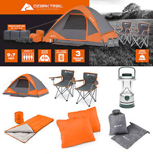 Camping Equipment Set Family Cabin 4 Person Tent Sleeping Bag Chairs Hiking Gear