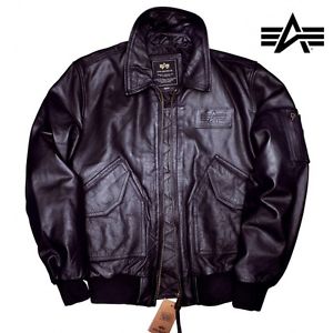 Alpha Industries Veste Homme CWU En Cuir Véritable DE LUXE MA1
