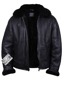 Brandslock Hommes Aviateur 100% Cuir Peau Mouton Bomber Veste De Vol