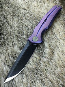 WE Knife Co 601BWPU Folding Knife! Purple Ti Framelock Flipper w/ Black SW S35VN