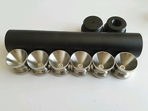 Stainless CuPs Combo! Matte Blk 6061 tube 1.25 OD 1 ID 7.5" + 6  s.s Dry Cups