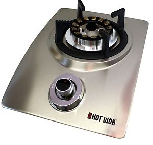 BRÛLEUR À GAZ WOK CHAUD ARGENT ACIER INOXYDABLE 4,5 KW AVEC SÉCURITÉ D'ALLUMAGE