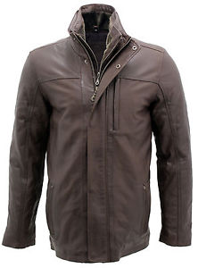 Pour Hommes Classique Chaude Brun Veste Motard En Cuir