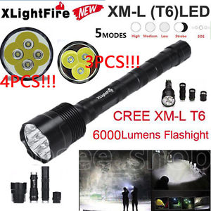 4X/3X 6000LM CREE XML T6 LED Tactical Flashlight Waterproof LED Torch Light Lamp