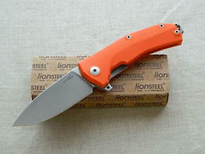 Lionsteel Kur Folding Knife Flipper w/ Sleipner Steel Blade & Orange G-10!