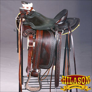 WD060DB-A HILASON BIG KING WESTERN WADE RANCH ROPING COWBOY TRAIL SADDLE 16"