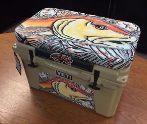 YETI TUNDRA 45 QT TAN LIMITED EDITION ERIC ESTRADA ART - REDFISH