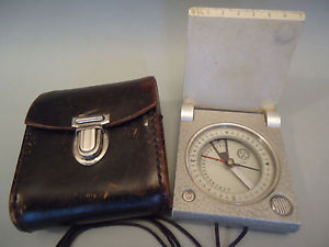 Vintage German FREIBERGER Geological Compass Leather Case - Geologenkompass DDR