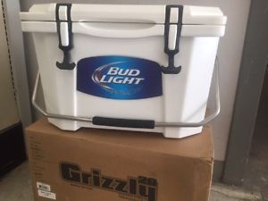 Bud Light Grizzly Coolers 20 Quart RotoMolded Cooler White, G20WHITE