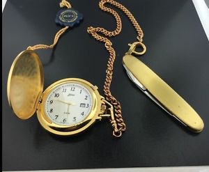 Men's yellow Belair pocketwatch w/ date w/ detachable Swiss army knife