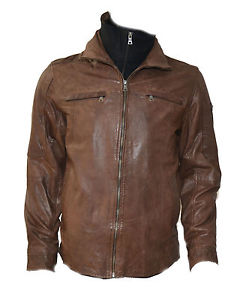 MOLLTAN Veste en cuir pour hommes/veste cuir/veste CANCUN chèvre Galaxy marron
