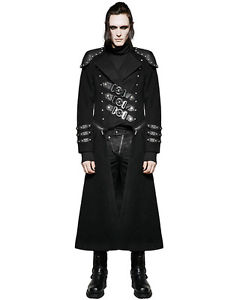 Punk Rave Hommes Manteau Veste Longue Noir Gothique Dieselpunk Punk Hellraiser