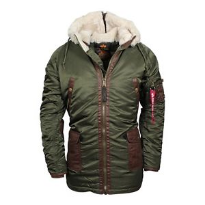 Alpha Industries chaud Parka D'hiver Pour Hommes N3-B3 En Noir Vert ARTICLE