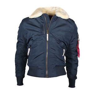 Alpha Industries Injecteur III Veste Homme d'hiver avec Peau de mouton Col Bleu