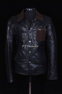 Roger Noir Pour Hommes Style Classique Col En Daim Vrai Cuir De Mouton