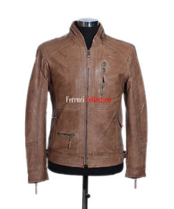 Fernando Marron Vintage Décontracté Safari Vrai Cuir De Mouton Ajusté Veste Mode