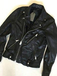 ALL SAINTS ANTHRACITE "MUIR" VESTE MOTARD EN CUIR MANTEAU - XS M L - ÉTIQUETTES