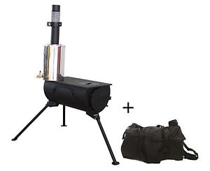 Frontier Portable Wood Burning Stove with Water Heater Camping Cooker Carry Bag