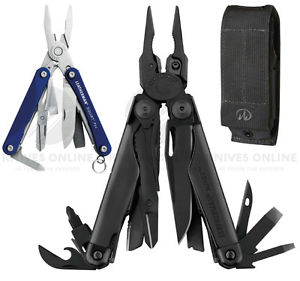 NEW LEATHERMAN SURGE BLACK MULTITOOL + SHEATH + SQUIRT PS4 BLUE